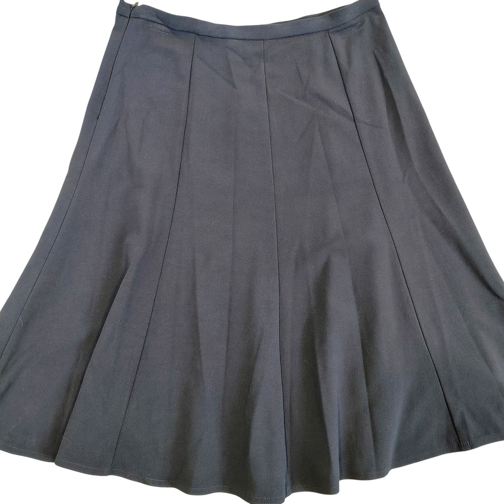 Kim Rogers Womens SZ 10 A-Line Midi Skirt Black Rayon Blend Officecore Academia